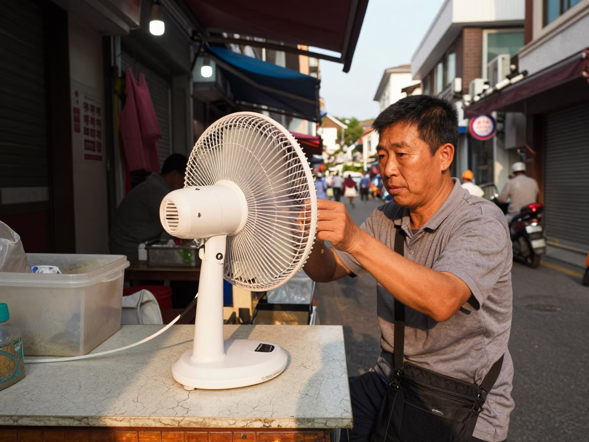 Adjusting Fan in Seoul in in Seoul, South Korea