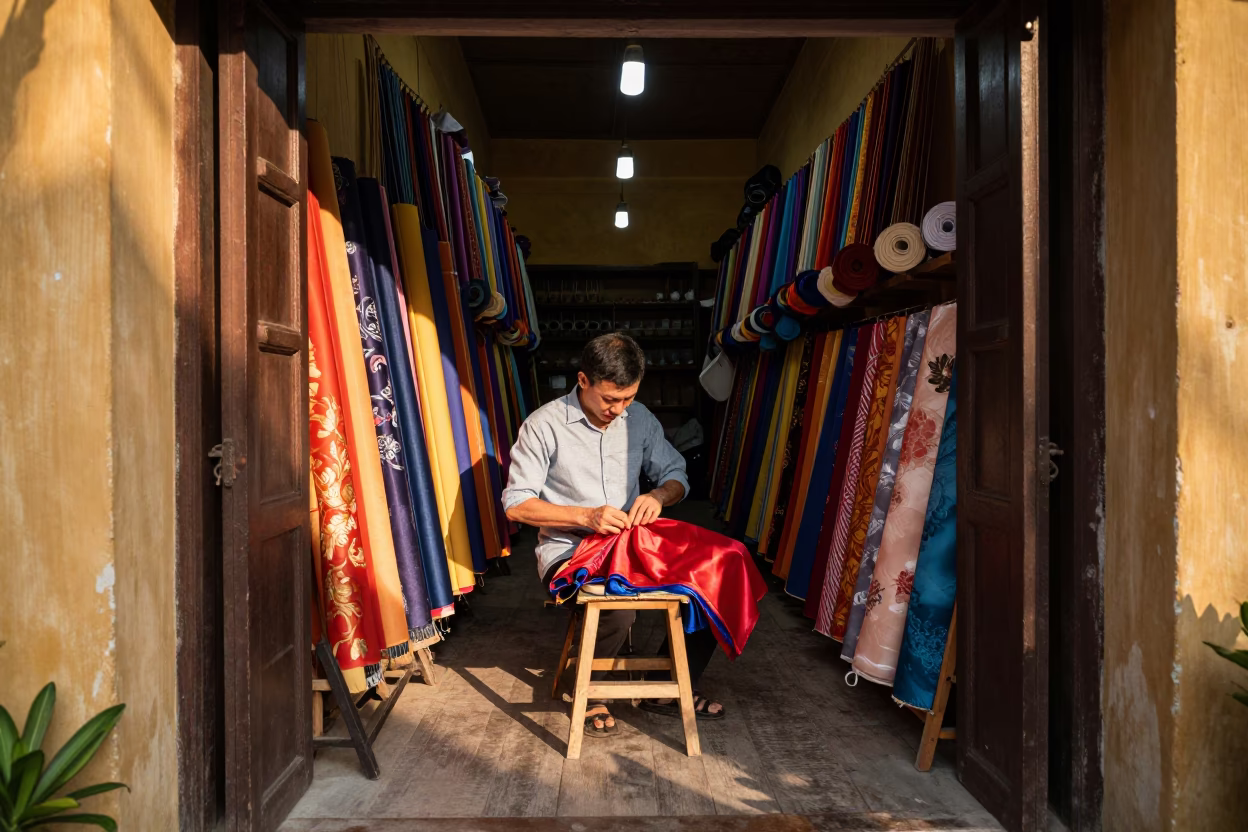 Adjusting Garment in Hoi An in in Hoi An, Vietnam