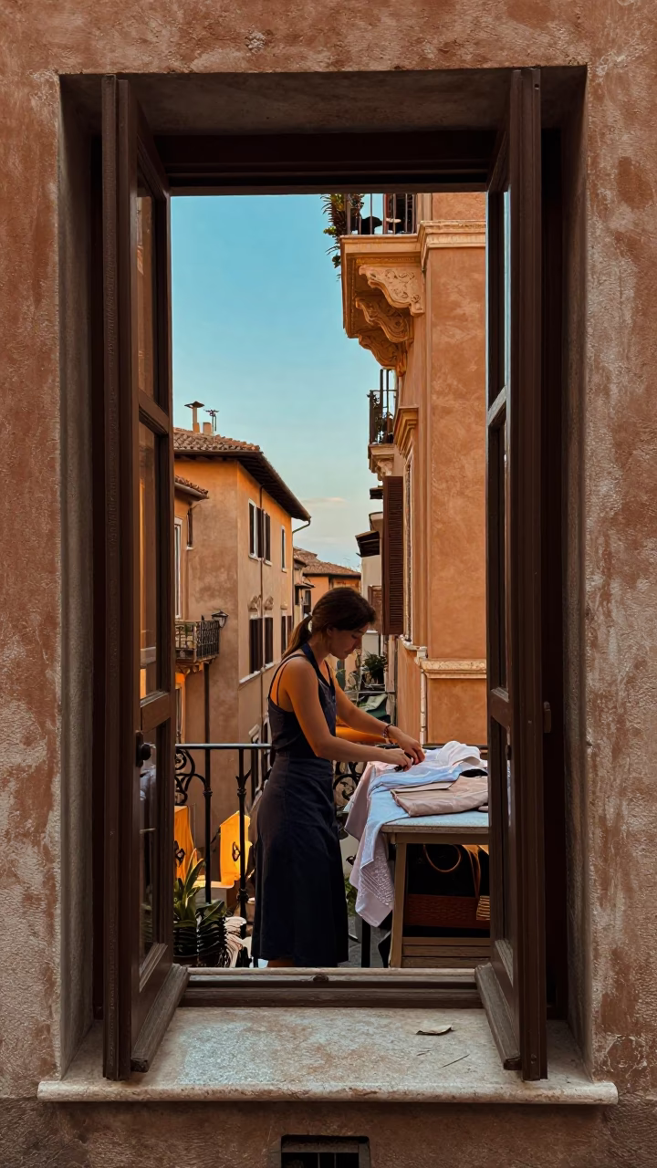 Adjusting Garment in Rome in in Rome, Italy
