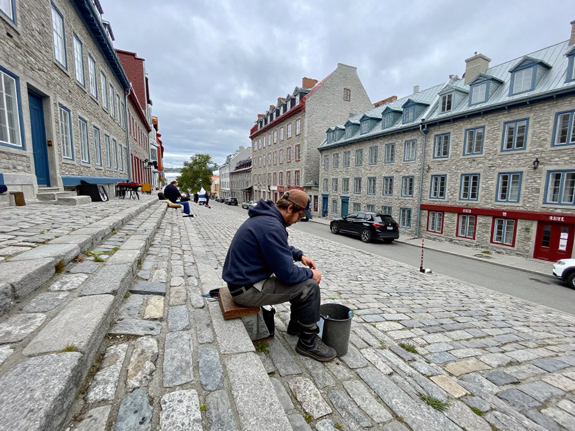 Adjusting Gear in Quebec City in in Quebec City, Quebec, Canada