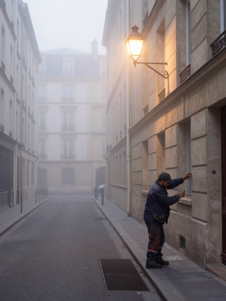 Adjusting Grate in Paris in in Paris, France