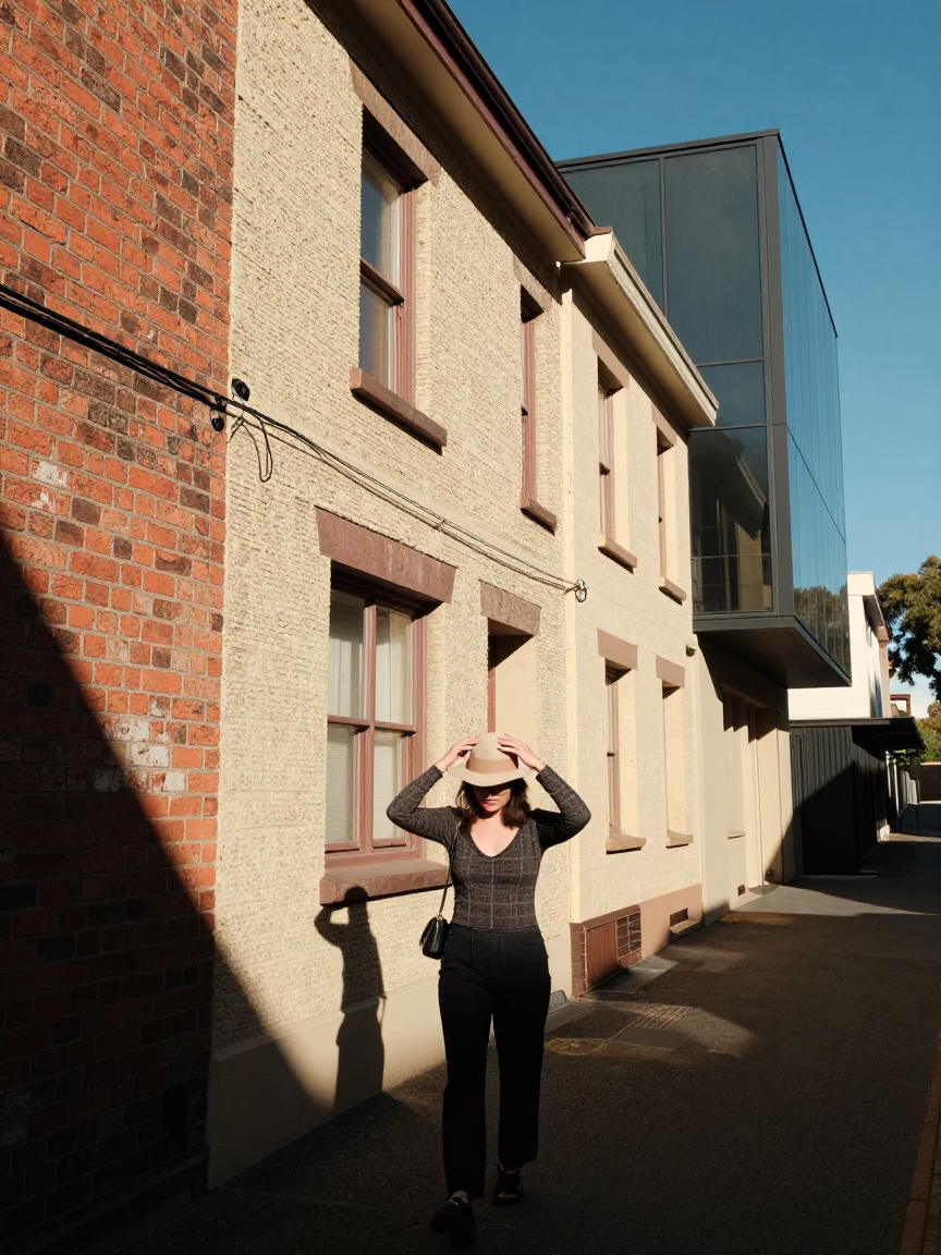 Adjusting Hat in Adelaide in in Adelaide, South Australia, Australia