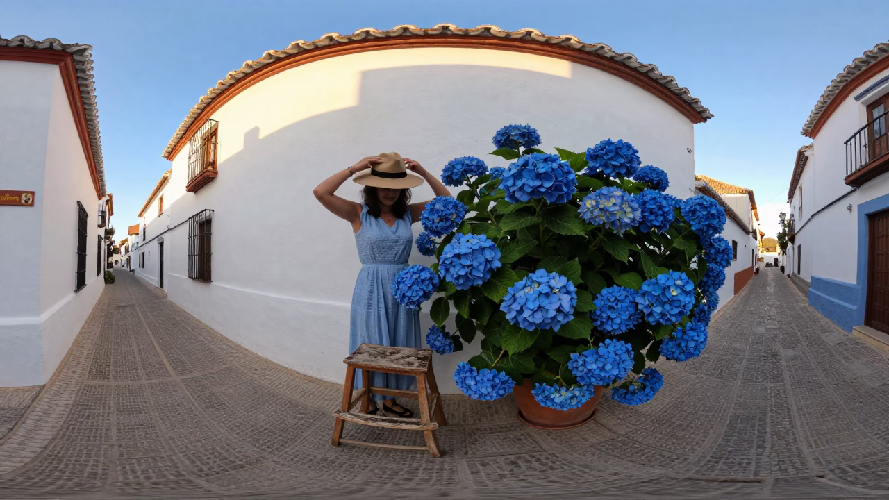 Adjusting Hat in Granada in in Granada, Spain
