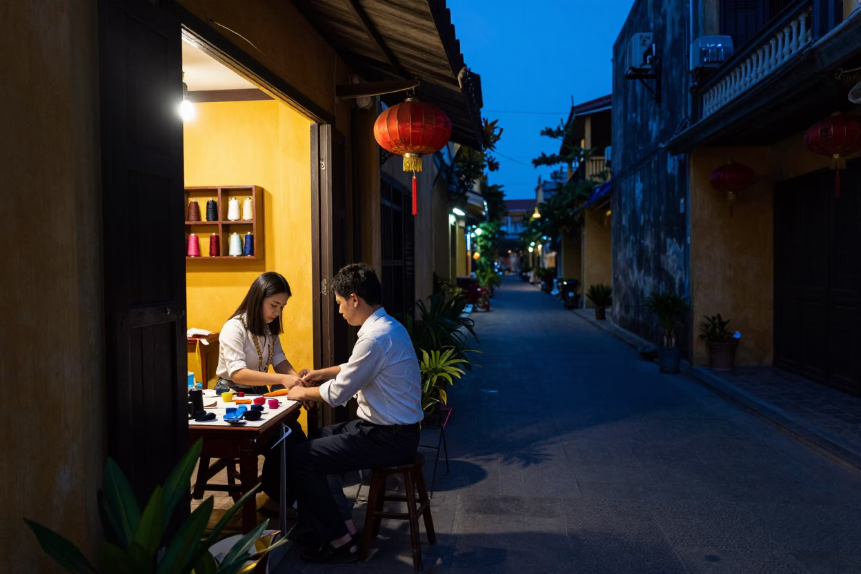 Adjusting Hem in Hoi An in in Hoi An, Vietnam
