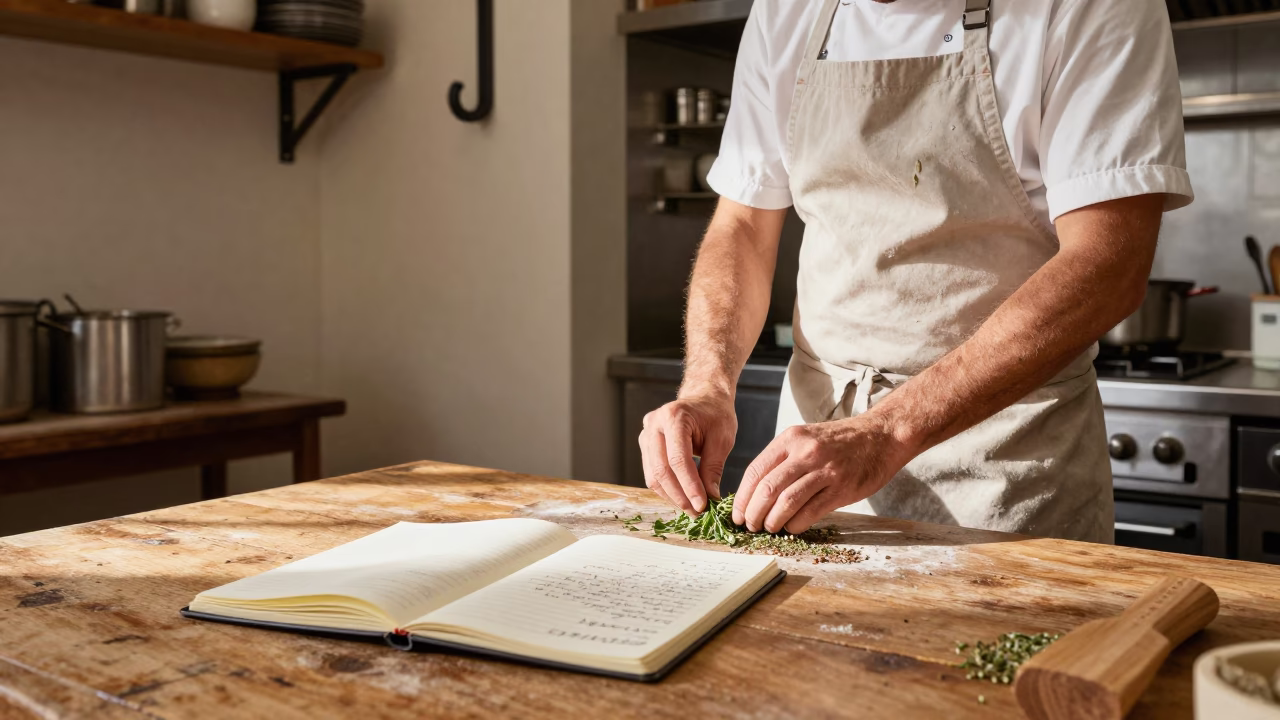 Adjusting Herbs in Florence in in Florence, Italy