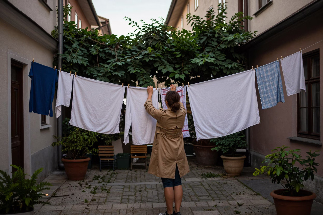 Adjusting Laundry in Vienna in in Vienna, Austria