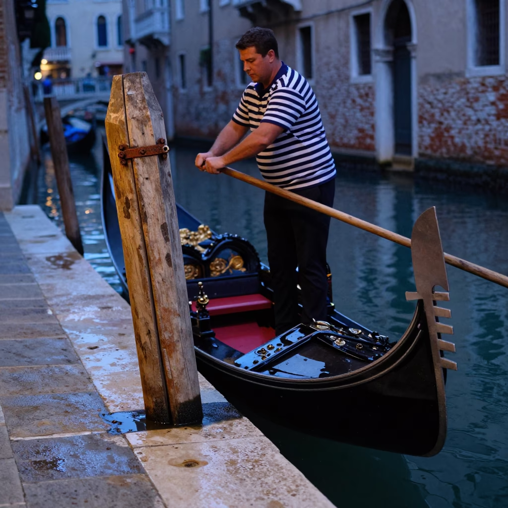 Adjusting Oar in Venice in in Venice, Italy