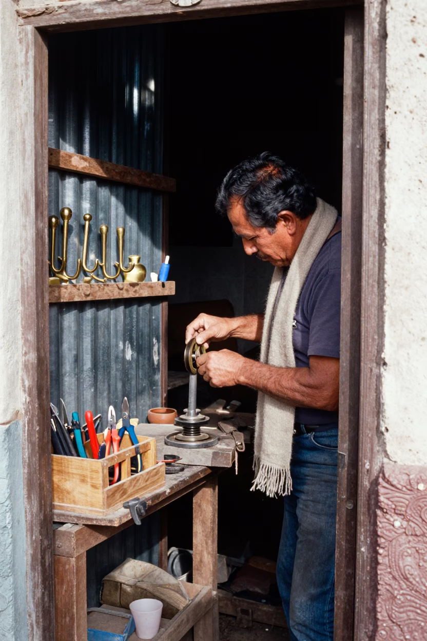 Adjusting Pulley in Oaxaca in in Oaxaca, Mexico