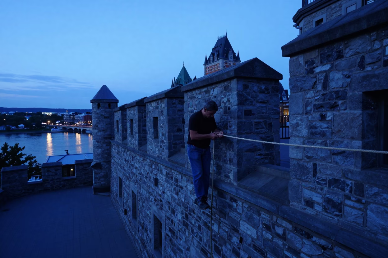 Adjusting Rope in Quebec City in in Quebec City, Quebec, Canada
