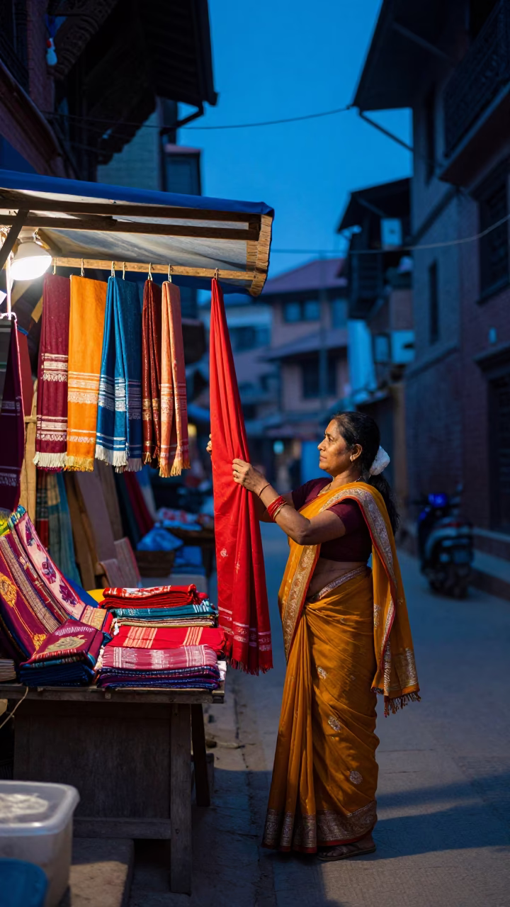 Adjusting Sarees in Kathmandu in in Kathmandu, Nepal