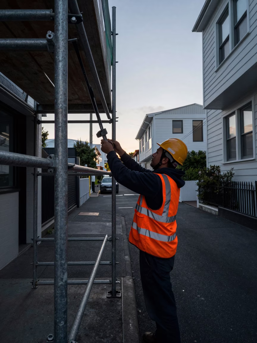 Adjusting Scaffolding in Wellington in in Wellington, New Zealand