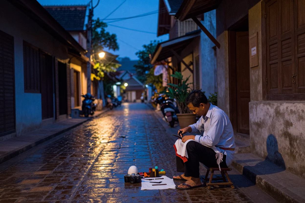 Adjusting Shears in Luang Prabang in in Luang Prabang, Laos
