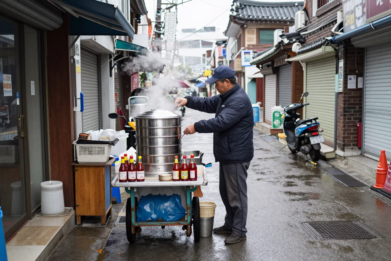 Adjusting Steamers in Seoul in in Seoul, South Korea