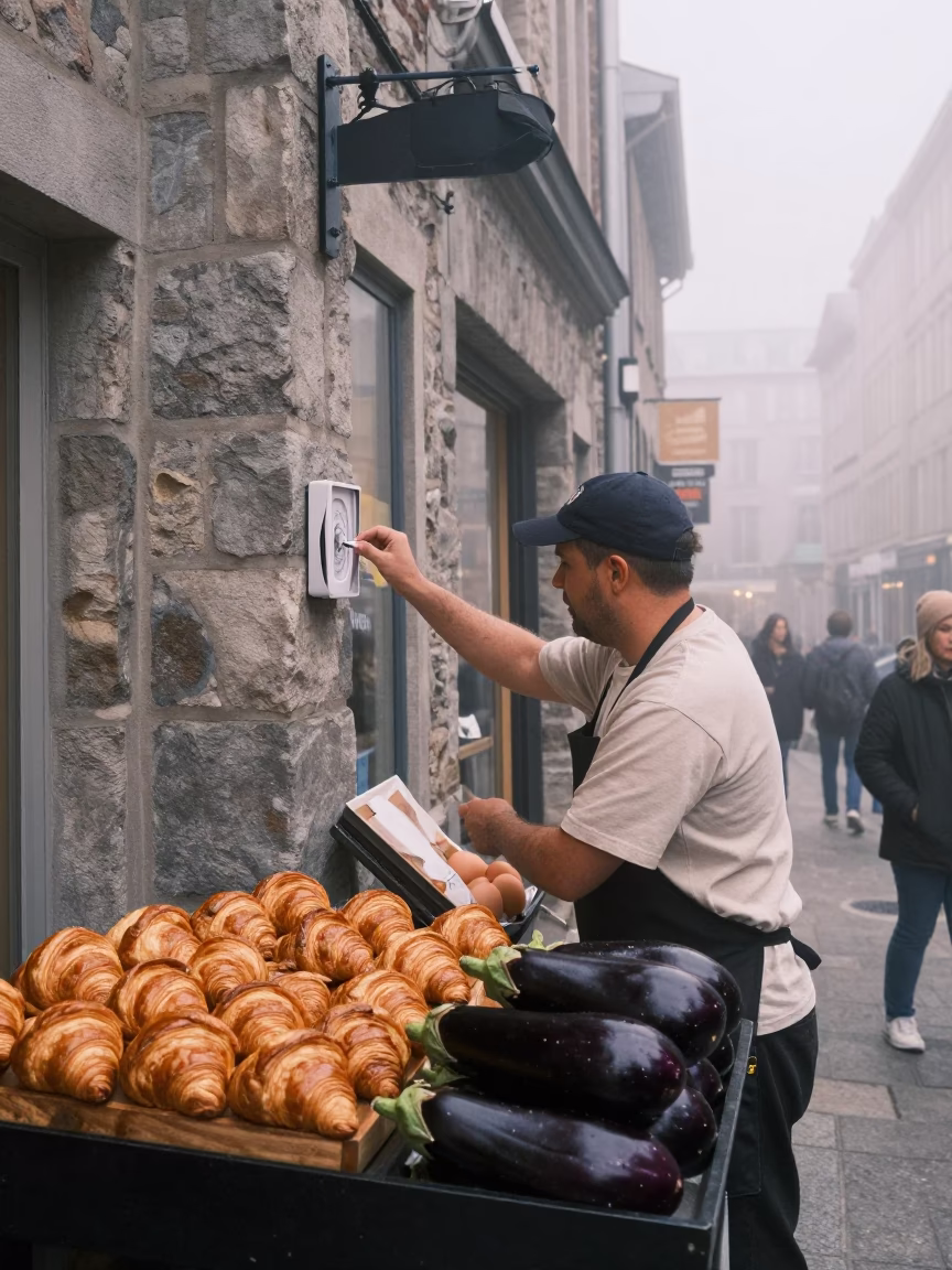 Adjusting Thermometer in Montreal in in Montreal, Quebec, Canada