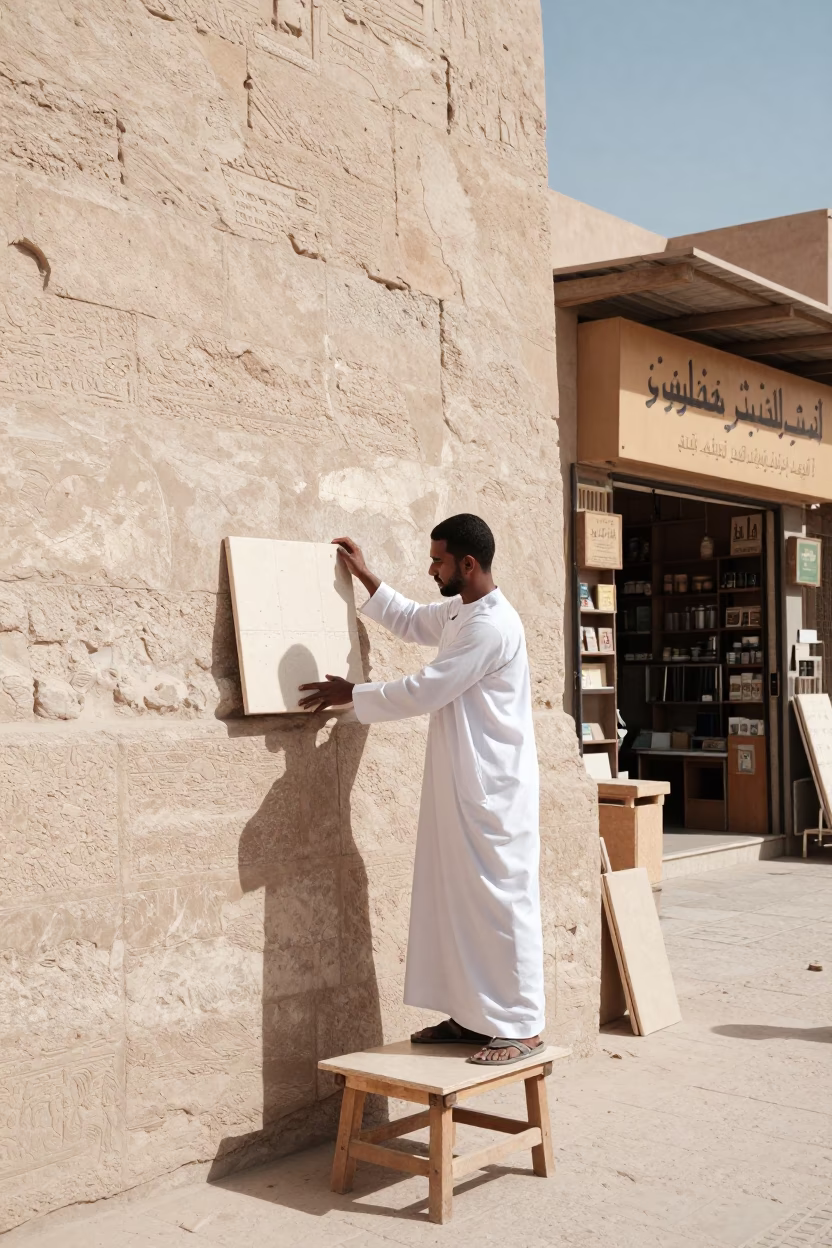 Adjusting Tile in Luxor in in Luxor, Egypt