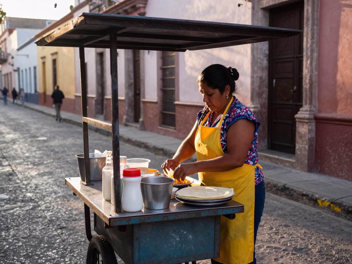 Adjusting Tortillas in Guadalajara in in Guadalajara, Mexico