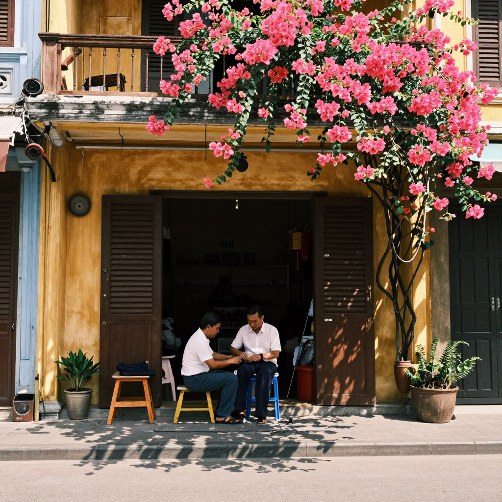 Adjusting Trousers in Hoi An in in Hoi An, Vietnam