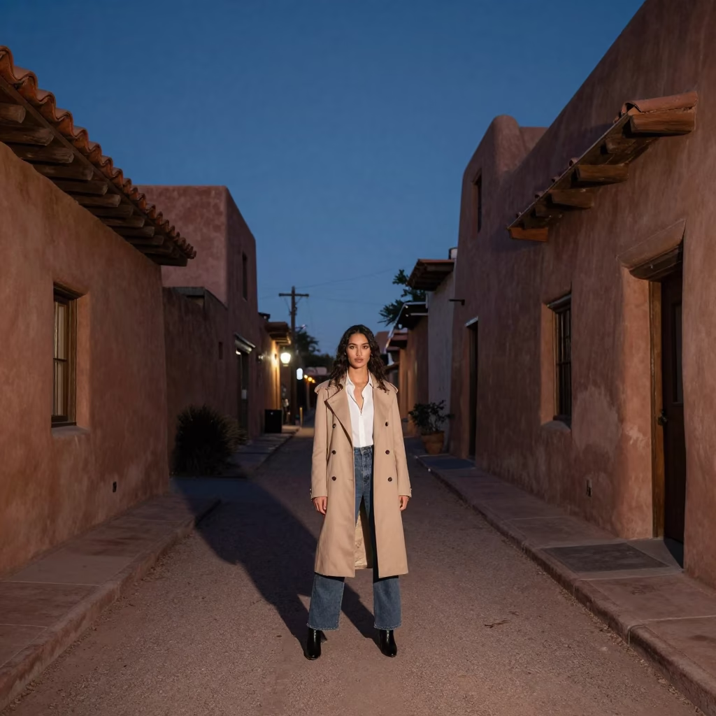 Adobe Alley in Santa Fe at The Still Hours Before Dawn Light in in Santa Fe, New Mexico, United States