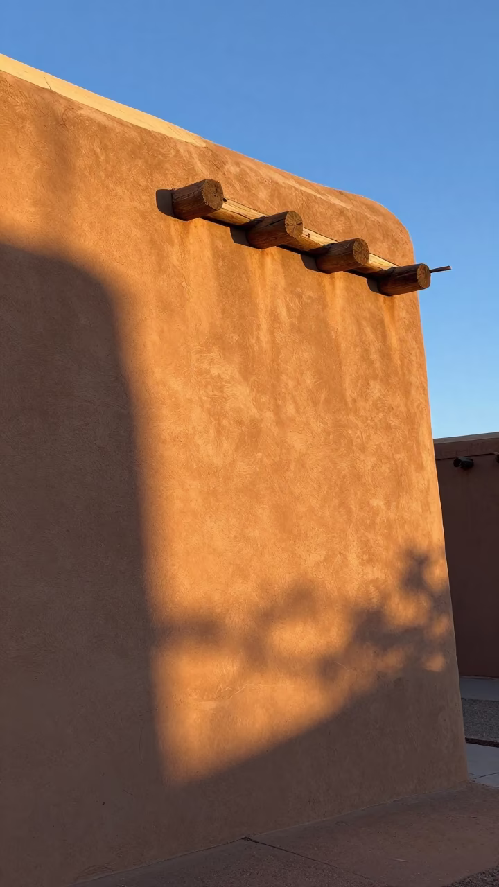 Adobe Architecture and Morning Light in Historic Santa Fe New Mexico in in Santa Fe, New Mexico, United States