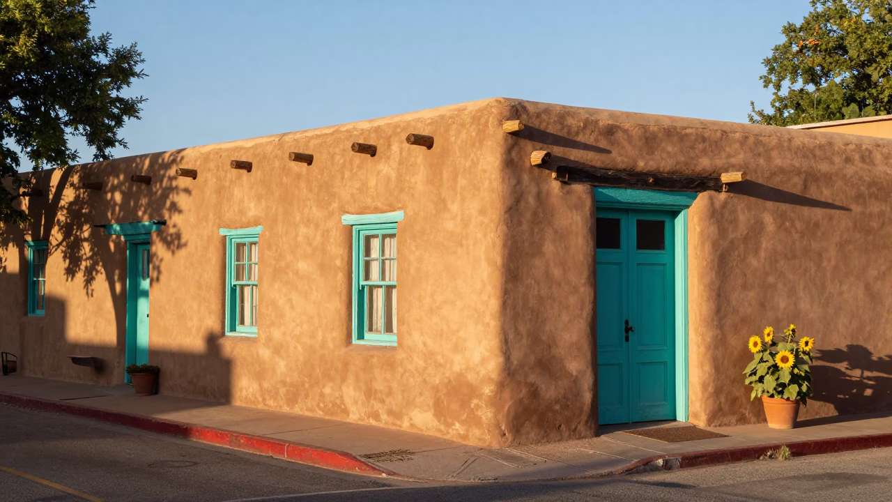 Adobe Corner in Santa Fe in in Santa Fe, New Mexico, United States