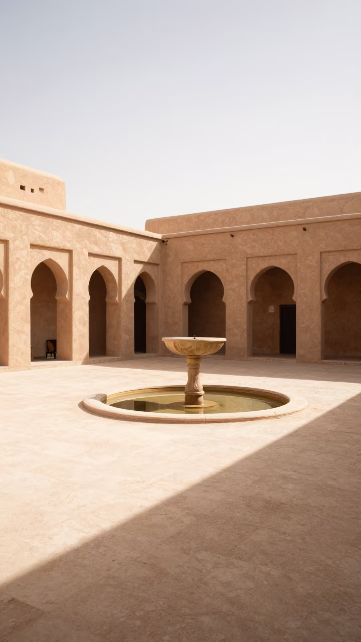 Adobe Hacienda Courtyard Fountain Jeddah in near Jeddah