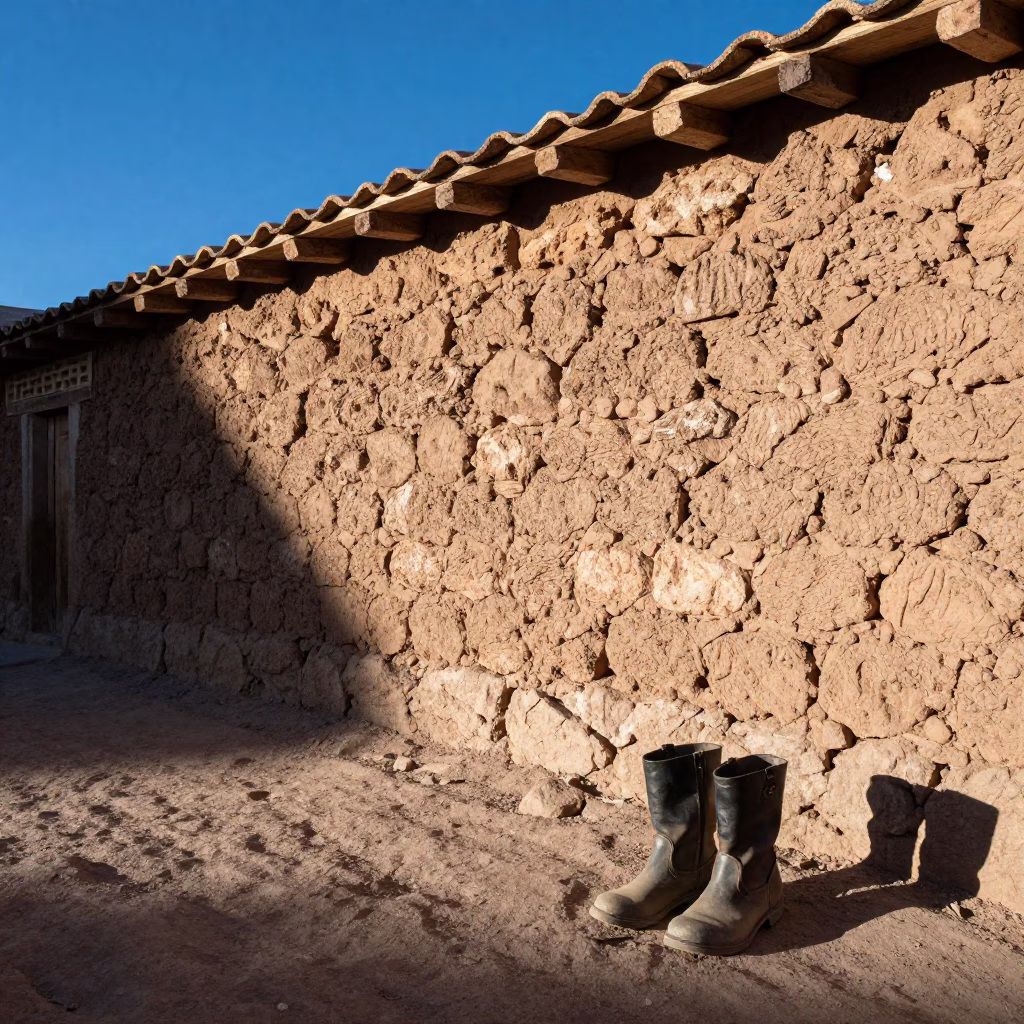 Adobe Wall in La Paz in in La Paz, Bolivia