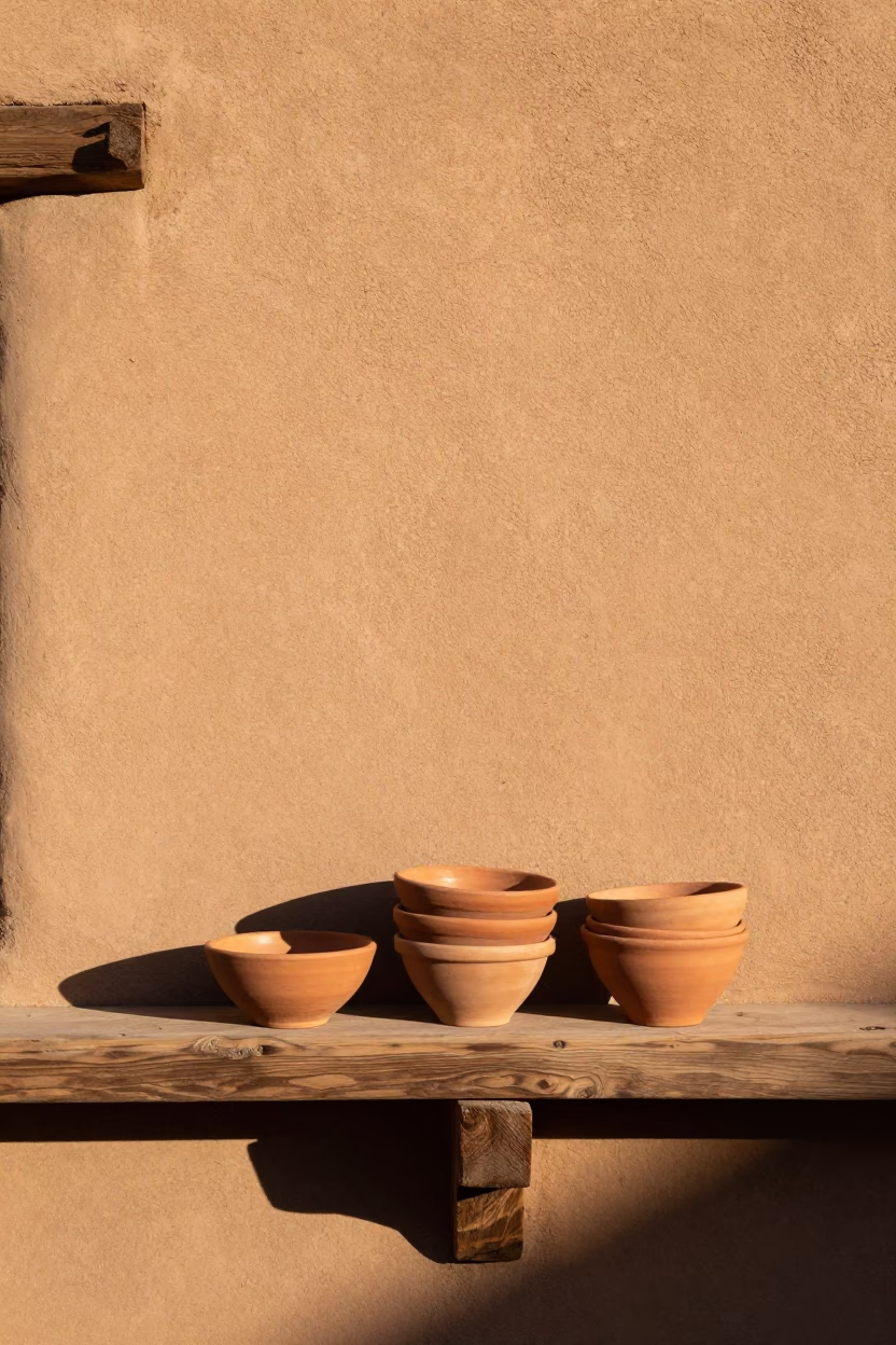 Adobe Wall in Santa Fe at The Late Morning Light in in Santa Fe, New Mexico, United States