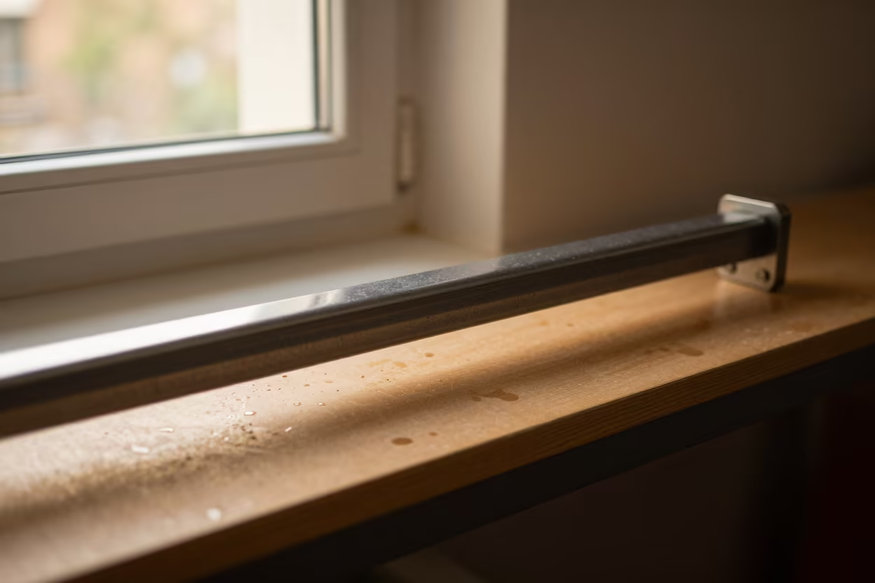 Adoption Collar Rail with Paw Prints in on a workshop shelf in Leipzig