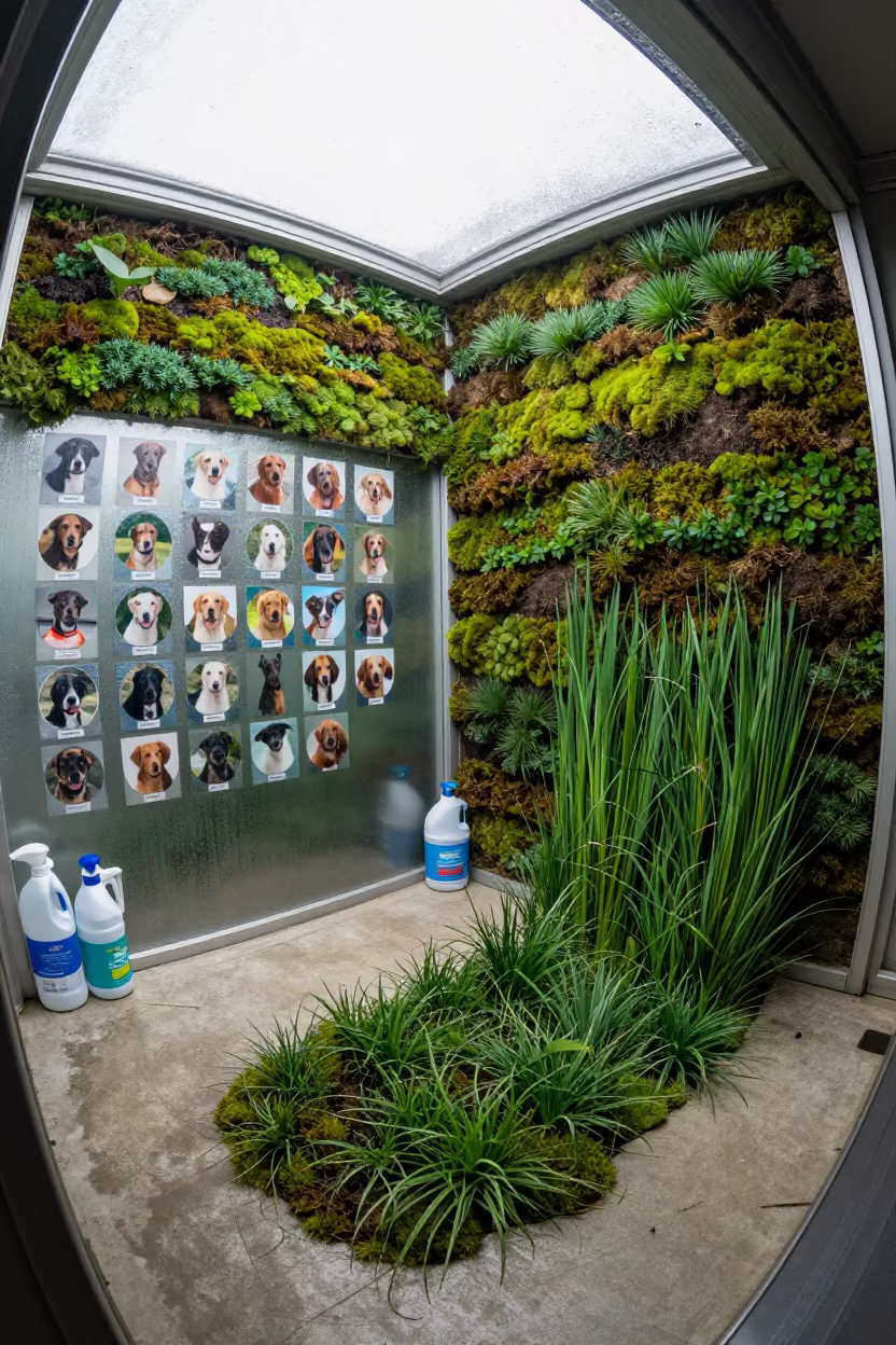 Adoption Room with Sideways Moss Growth in inside a fish bagging counter zone near Alexandria