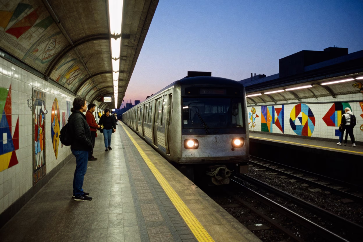 Adorned Platform in Buenos Aires at Blue Hour in in Buenos Aires, Argentina