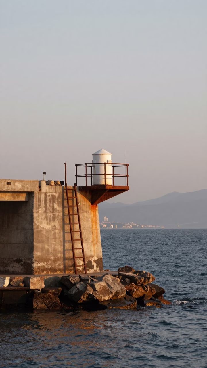 Aegean Water in Izmir at Nautical Dawn Light in in Izmir, Turkey