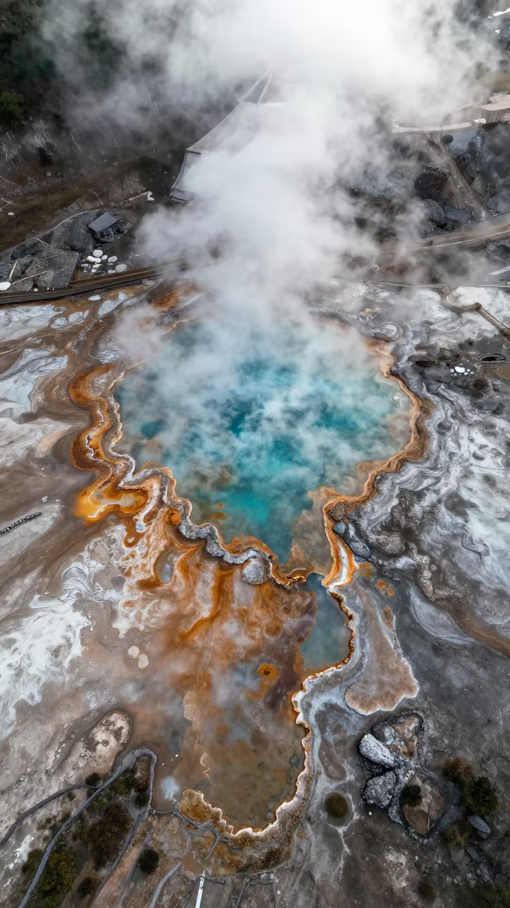 Aerial Geothermal Springs Kaohsiung Wet Season in near Kaohsiung