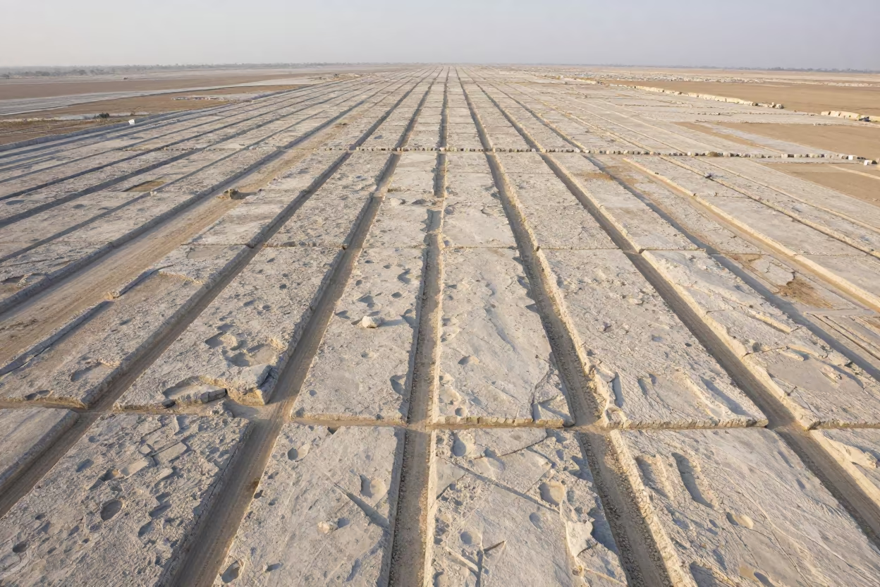 Aerial Limestone Karst Irrigation Geometry Kismayo in high above irrigation geometry near Kismayo