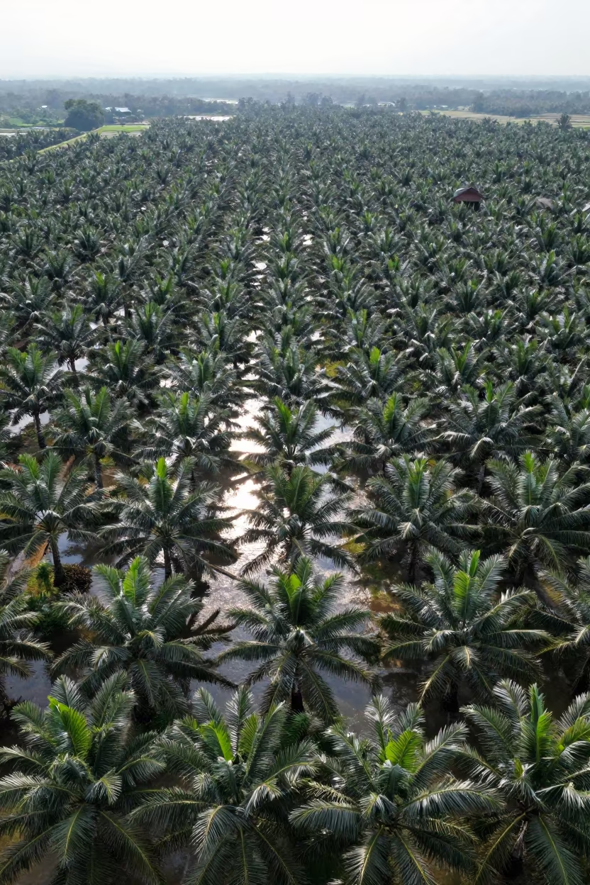 Aerial View of Palm Oil Plantation in Malaysia in in Malaysia