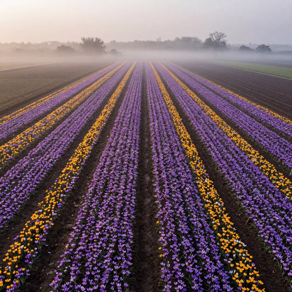 Aerial Saffron Fields at Dawn Near Fort Mumbai in near Fort, Mumbai