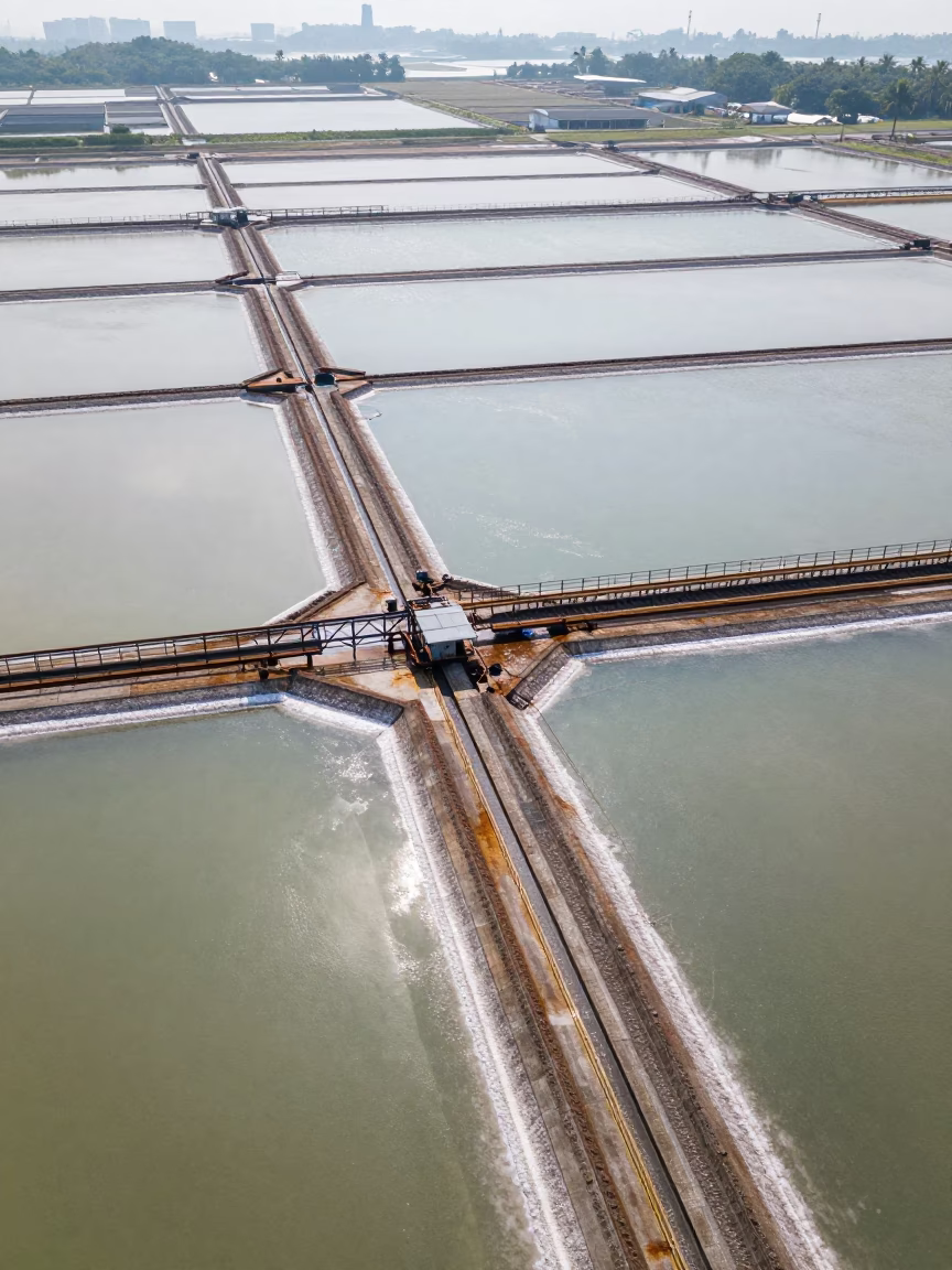 Aerial Salt Mine Pools Under Singapore Gantry in under gantries and utility towers in Singapore