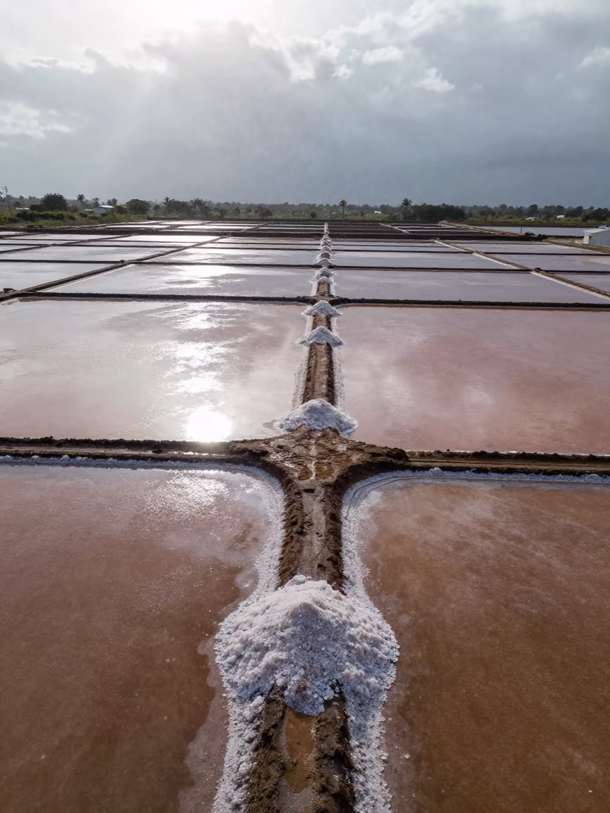 Aerial Salt Pans Wet Season Drizzle in near Higüey