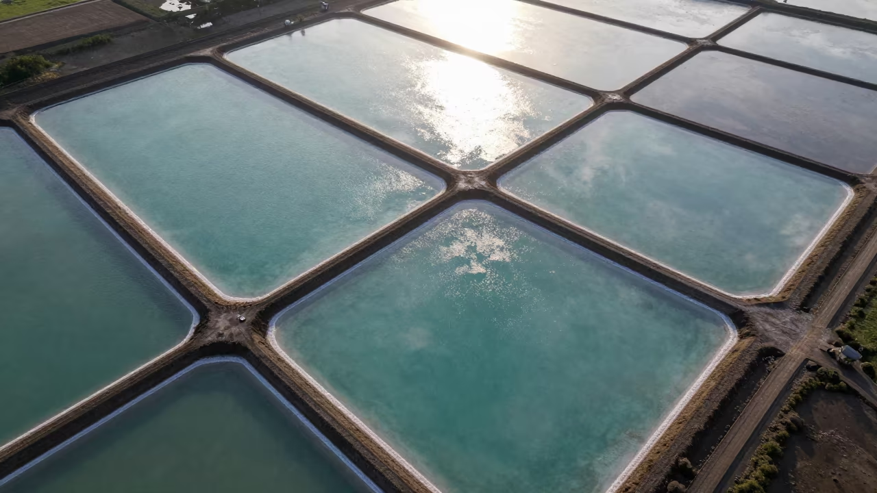 Aerial Salt Ponds Uganda Sunrise Monsoon in in Uganda