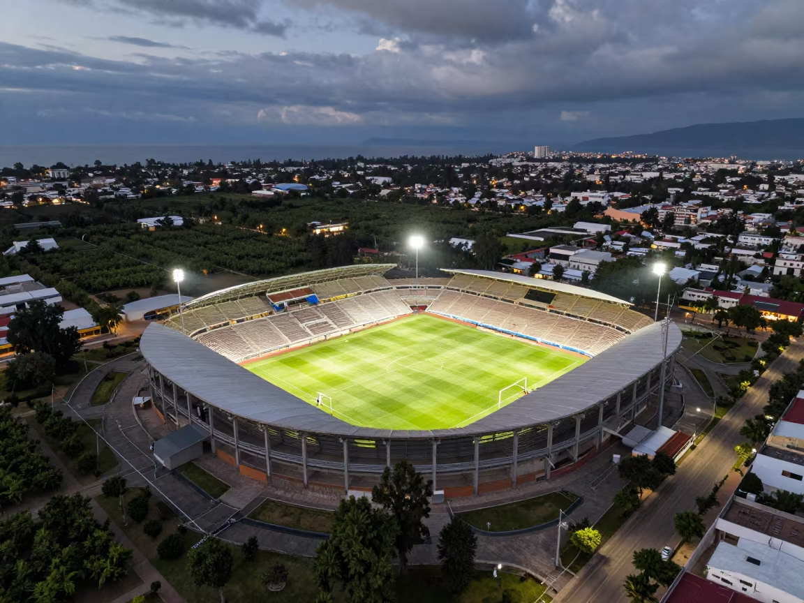 Aerial Stadium View Oaxaca Monsoon Afternoon in far above orchard blocks and irrigation lines near Oaxaca