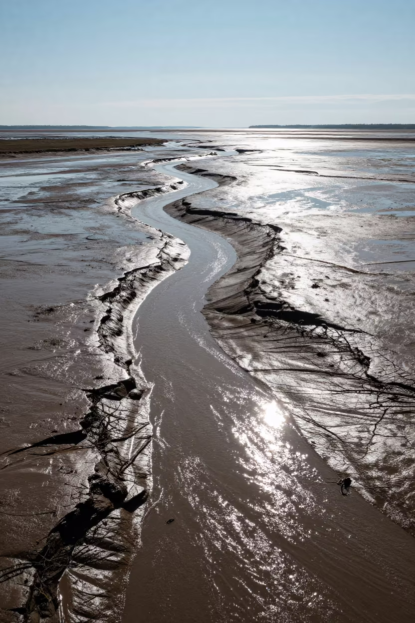 Aerial Tidal Creeks Austria Winter Mud Veins Noon in in Austria