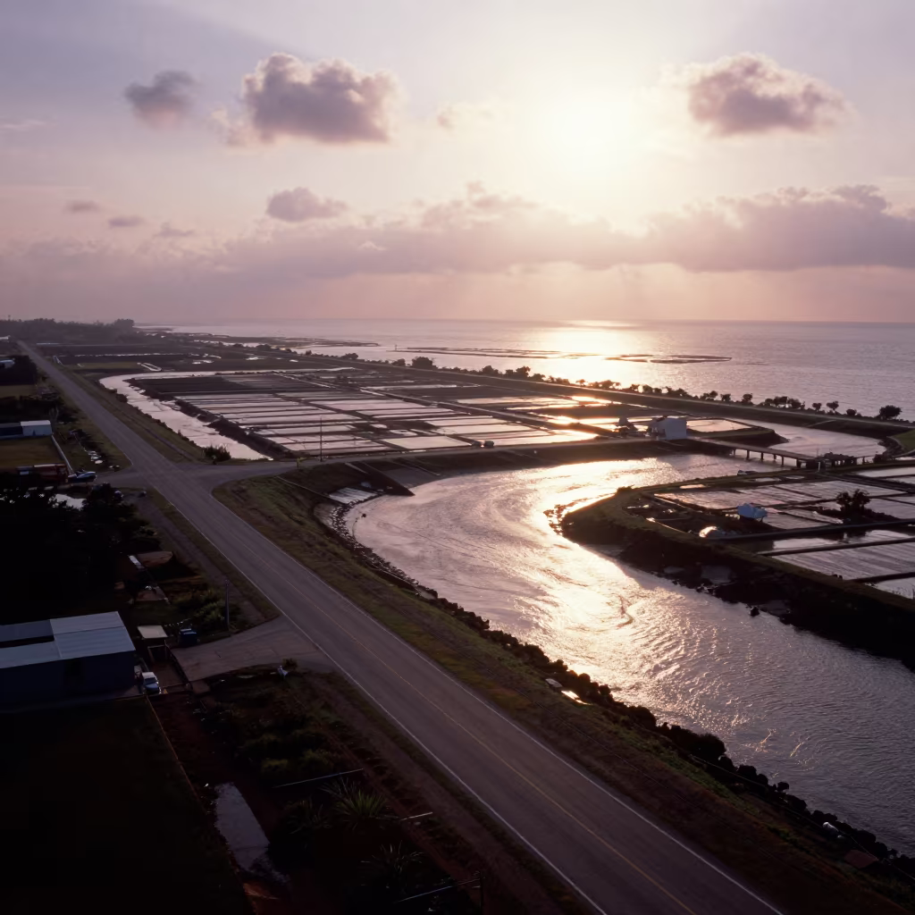 Aerial Tidal Creeks San Luis Haze in high above irrigation geometry near San Luis