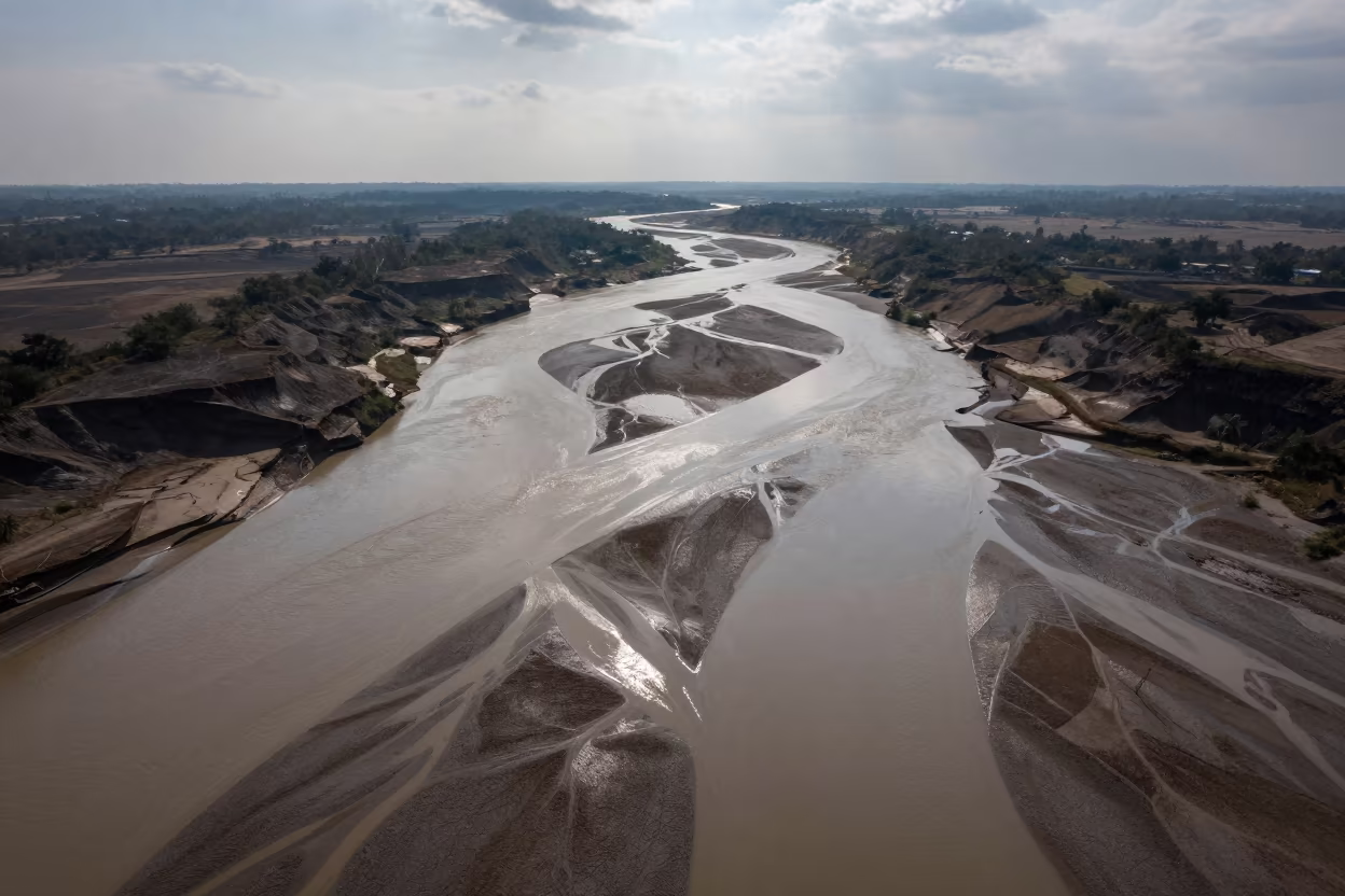 Aerial View of Dry River Bed Near Sinfra in near Sinfra