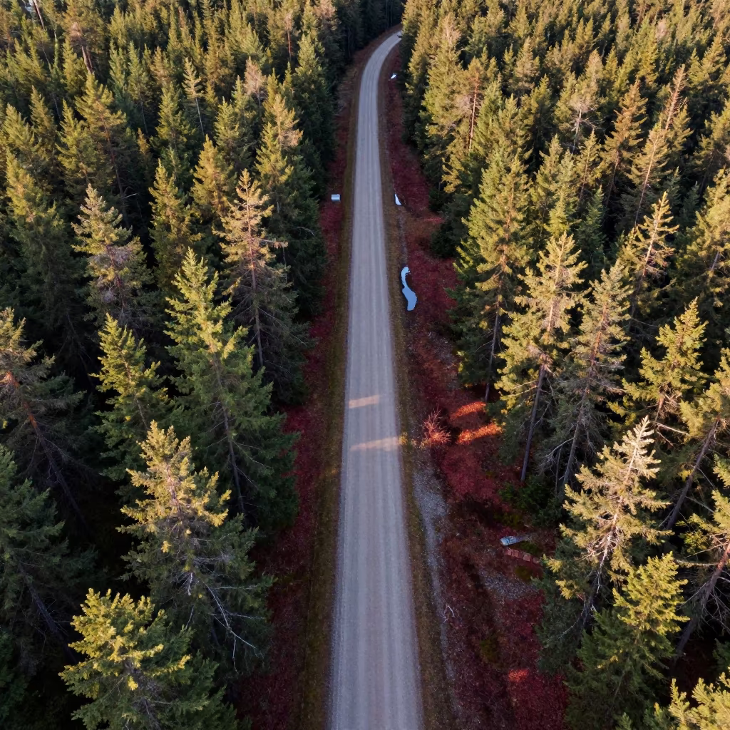 Aerial View of Logging Road Through Boreal Forest in near Oaxaca