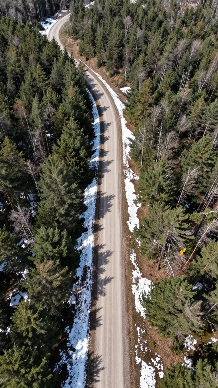 Aerial View of Serbian Pine Logging Road in in Serbia