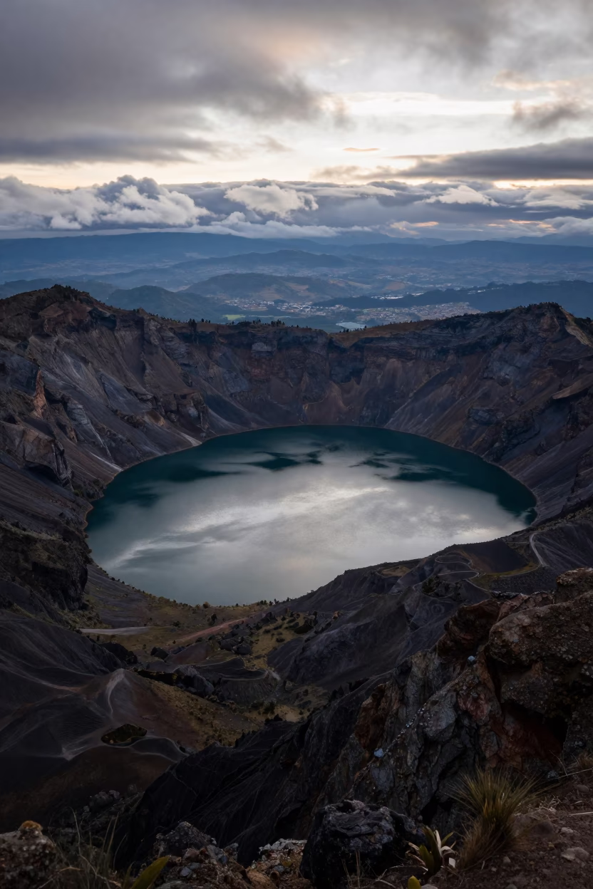 Aerial Volcanic Caldera Lake Near Bogotá in near Bogotá