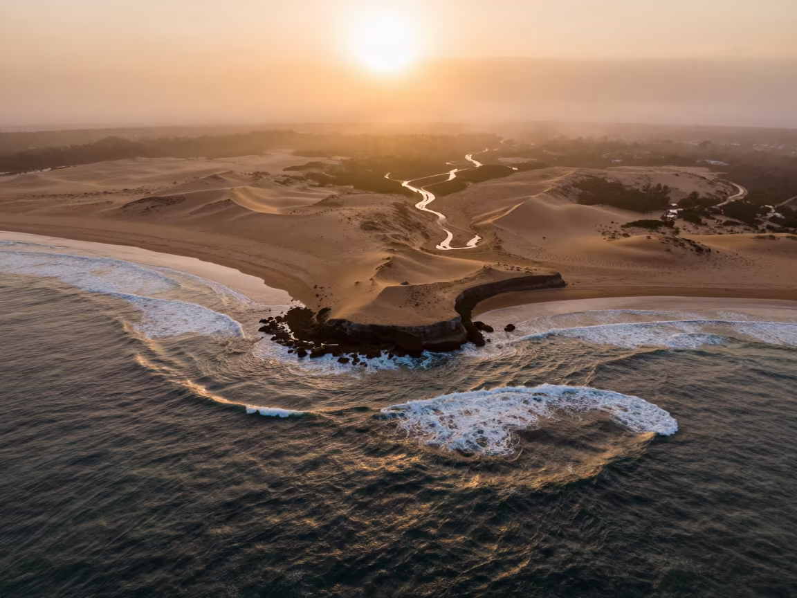 Aerial Wave Patterns Refracting Around Cuban Headland in above dune fields and dry wadis in Cuba