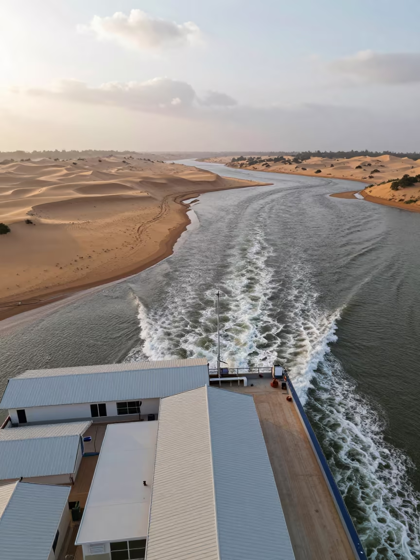 Aerial Winter Rooftops Togo Dry Season in above dune fields and dry wadis in Togo