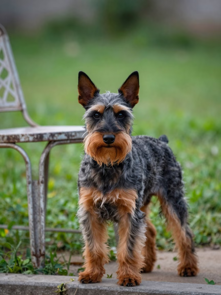 Affenpinscher Portrait at Garden Edge in Dinajpur in near a garden edge with soft morning light and an uncluttered background in Dinajpur
