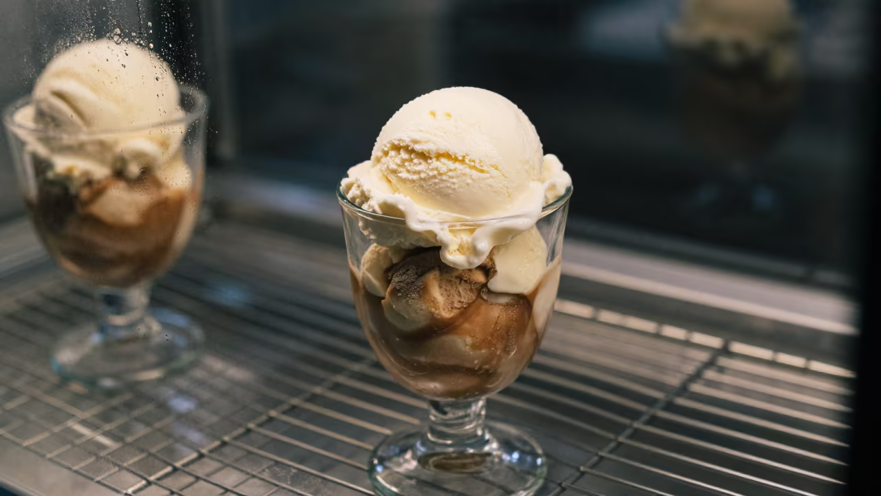 Affogato Gelato on Bakery Rack at Midnight in on a bakery cooling rack in Dibrugarh