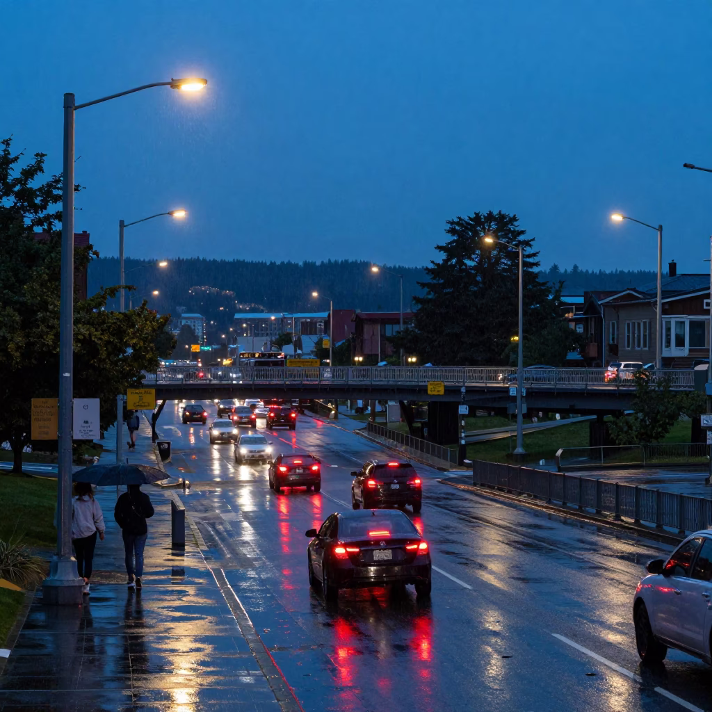 After Rain in Seattle at Blue Hour in in Seattle, Washington, United States